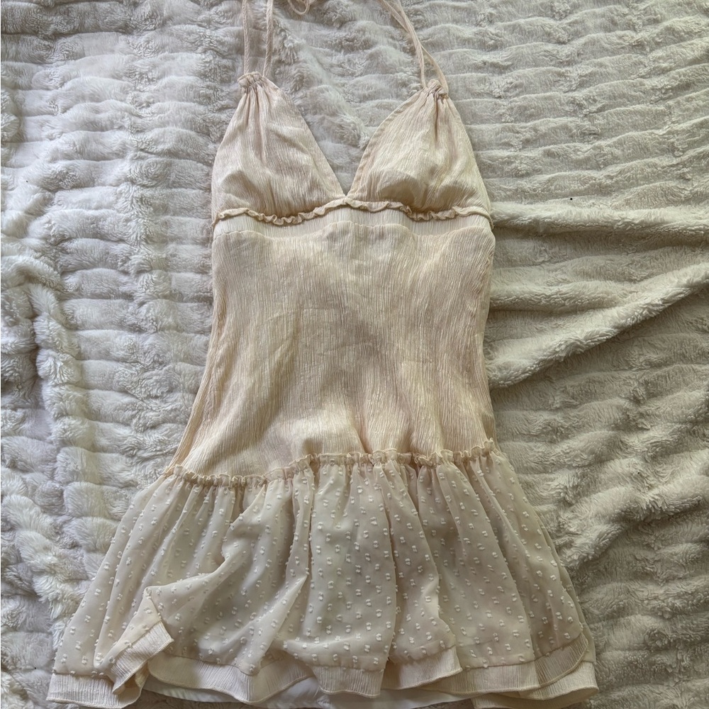 SHEIN Cream Backless Dress with Spaghetti Straps
